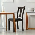 thumbnail image 3 of Costway Set of 2 Dining Room Chair Coffee Rubber Wood Frame and Upholstered Padded Seat Coffee, 3 of 11