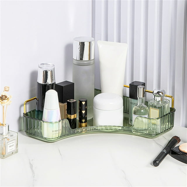 360 Rotating Cosmetics Storage Rack Corner Toilet Storage Box Light Luxury Bedroom Jewelry Cosmetics Decoration Storage Rack Green