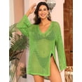 thumbnail image 3 of Alove Swimsuit Beach Coverups V Neck Cover Up Women Crochet Hollow Out Tops Side Split Swim Bikini Bathing Suit Loose Fit Beach Dress, 3 of 8