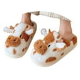 thumbnail image 5 of Fuzzy Slippers For Women Couples Men On Furry Flat Home Winter Round Toe Keep Warm Spotted Cow Slippers Shoes Warm Cozy Winter House Slippers Bedroom Indoor House Shoes, 5 of 7