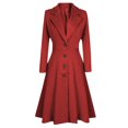 thumbnail image 1 of Womens Winter Lapel Button Long Trench Coat Jacket Ladies Overcoat Outwear, 1 of 3