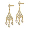 thumbnail image 6 of 14k Yellow Gold with Rhodium with  Rhodium-Plated Filigree Chandelier Dangle Earrings, 6 of 7