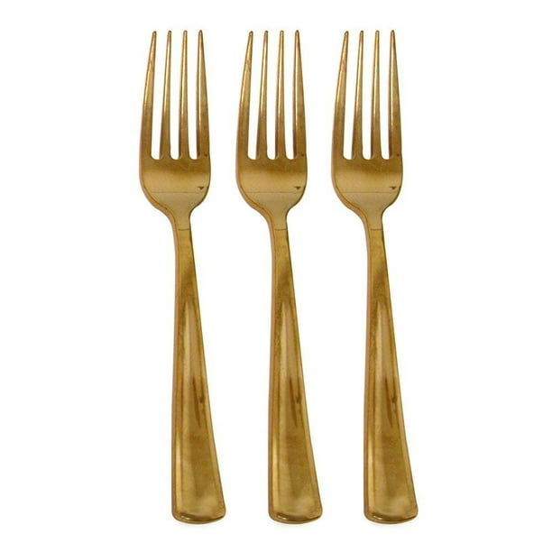 50 Gold Plastic Forks Elegant And Disposable Shiny Look 50 Gold Plastic Forks Elegant And