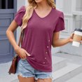 thumbnail image 5 of hoksml Summer Clothes for Women, Running Sports T-Shirts Fashionable Round Neck Patchwork Sleeves Solid Color Short Sleeved Top 2025 on Clearance, 5 of 5
