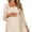 apricot, variant on Women Maternity Long Sleeve Swiss Dot Square Neck Smocked Dress