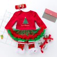 thumbnail image 2 of XAOWF Baby Newborn Infant Romper Girls Fashion Casual Christmas Tree Printed Tutu Dress With Headband 4 Pcs Lovely Leisure Rompers 12-24 Months, 2 of 3