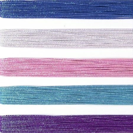 CousinDIY Sparkle Stretch Cord Fiber String, 5 Colors: Blue, Pink, White, Teal, Purple, 25 yd