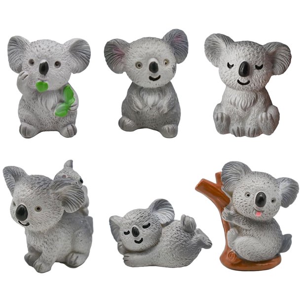 KAKOWELY 6 figuras de koala en miniatura de resina, ideales para decorar tu escritorio o maceta.