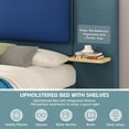 thumbnail image 3 of Harper & Bright Designs King Size Platform Bed with Upholstered Headboard, King Wooden Bedframe with Anti-Collision Soft Rounded Corners, Blue, 3 of 9