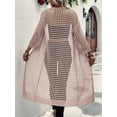thumbnail image 6 of Women'S Hollow Out 3/4 Sleeve Open Front Knit Cardigan Long Sweater Tops Pale Pinkish Gray XXL, 6 of 7