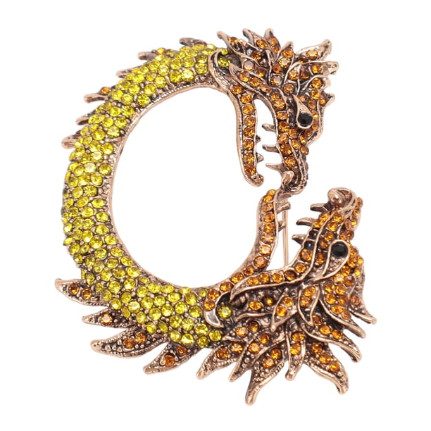 Broche De Dragón Chino, Broche De Dragón Del Zodiaco Con Purpurina Vintage, Doble Cabeza, Diamantes De Imitación Brillantes Para Fiesta Para Hombres Y Mujeres