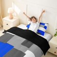 thumbnail image 3 of Homewish Navy Grid Patchwork Twin Duvet Cover,Modern Aesthetic Twin Bedding,Black Reversible,2-Piece,1 Duvet Cover and 1 Pillowcase, 3 of 6