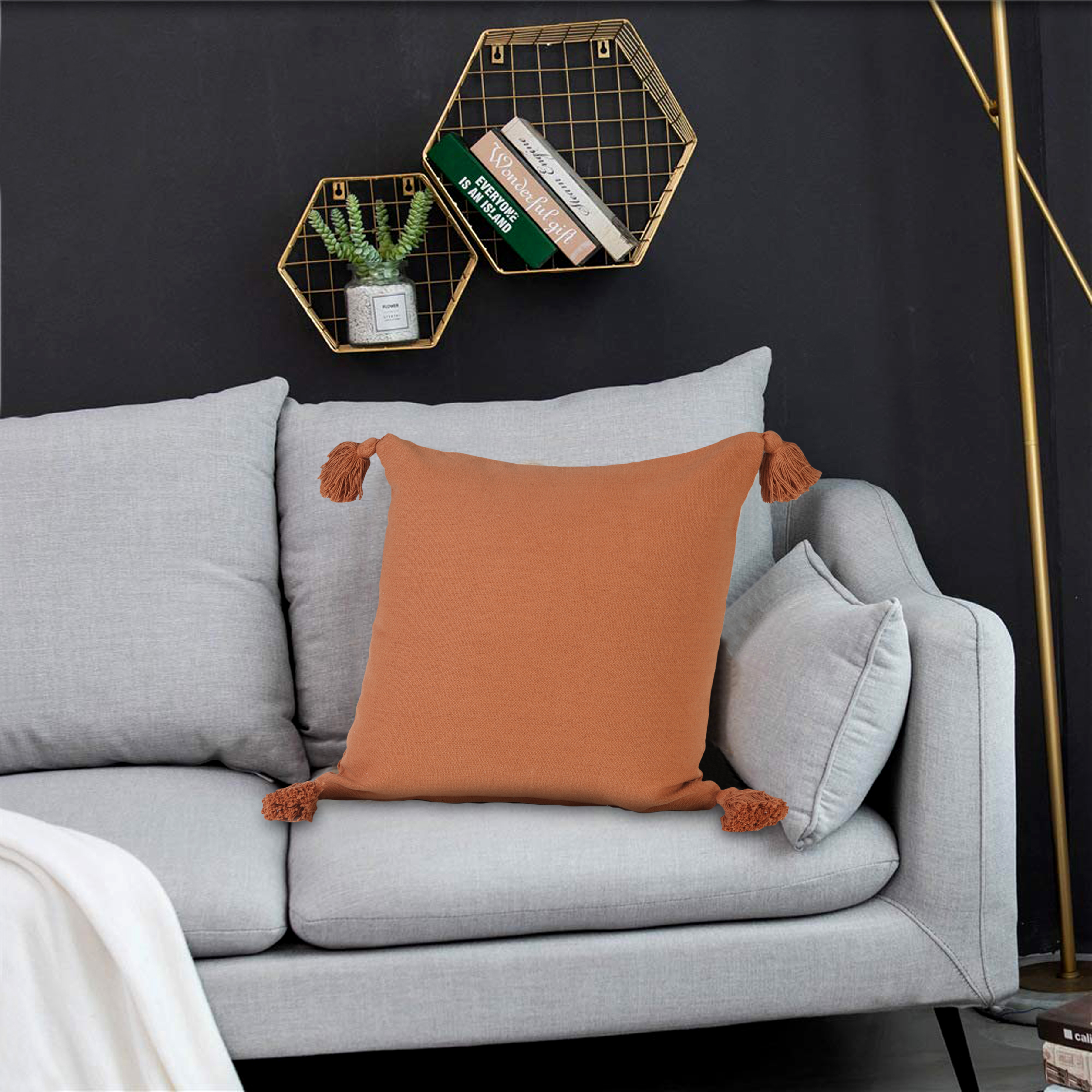 Ox Bay 20" x 20" Modern, Farmhouse, Bohemian Everyday Cotton Throw Pillow , Zip Closure