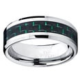 thumbnail image 3 of 9MM Men's Tungsten Carbide Ring with Black & Green Carbon Fiber Inlay, 3 of 4