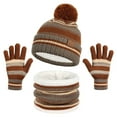 thumbnail image 1 of Border Children's Winter Knit Warm Hat Bib Gloves 3-Piece Set for Cold Weather, 1 of 9
