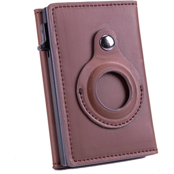 Navor Leather Bi-Fold Pop-up Wallet with AirTag Holder, RFID Blocking, Slim Front Pocket Wallet Holds 10-12 Cards & Cash