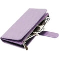 thumbnail image 6 of Compatible with Google Pixel 6 Pro Wallet Case,[6 Card Slots] [Wrist Strap] [Stand Feature] Detachable 2 in 1 Magnetic Zipper Leather Cover Case for Google Pixel 6 Pro,6.71" Purple, 6 of 7