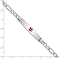 thumbnail image 3 of 14K White Gold Wg Semi-Solid Medical Soft Diamond Shape Red Enamel Figaro Id Bracelet (7 X 9) Made In United States xm592ccw-7, 3 of 5