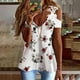thumbnail image 2 of Mujeres Casual Adelgazante Draw Back Impreso Manga corta Cuello en V Encaje Hombro frío Tops OAVQHLG3B Store lin121212, 2 of 5