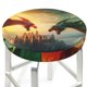 thumbnail image 3 of Balery Castle Red Green Sky Dragon Fundas de asiento para taburete de bar redondo de tela de terciopelo ajustables que protegen de arañazos y manchas para sillas de 14 a 17 pulgadas.-12 inch, 3 of 7