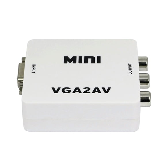 Adaptateur Mini VGA vers AV RCA 1080P PC vers TV PAL NTSC (Blanc)