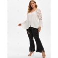 thumbnail image 4 of Botón de bucle del cordón del ganchillo V cuello más el tamaño de la blusa Rosegal Blusas Tallas Grandes, 4 of 5