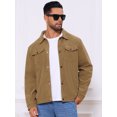 thumbnail image 4 of DARING DIVA Men's Solid Long Sleeve Button Pockets Corduroy Trucker Jacket S Brown, 4 of 7