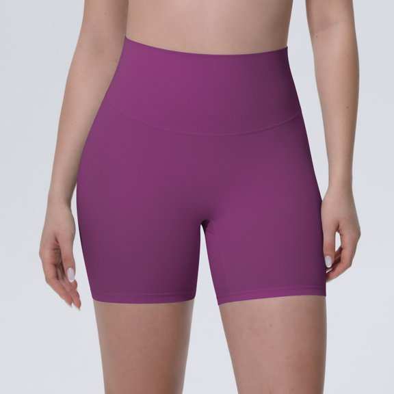 Ice Feel Breathable Friendly Tight High Waist Yoga Shorts For Running Workout Fitness Compression Wicking Seamless Lightweight Summer Stretch, S, Dark Purple