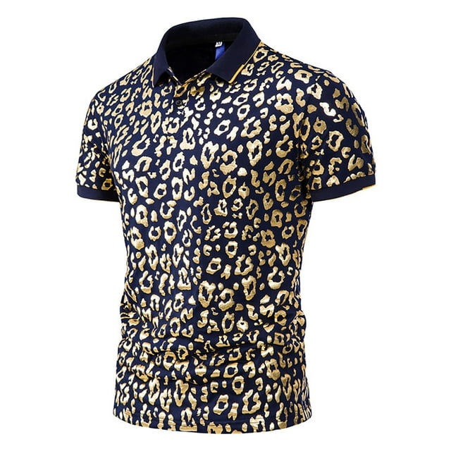 Jusqu'à 50 % de Réduction! Aqestyerly Chemise à Manches Courtes Col Rabattu Imprimé Boutons Polo-Shirt Tops