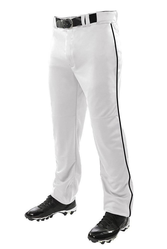 white baseball pants with black stripe