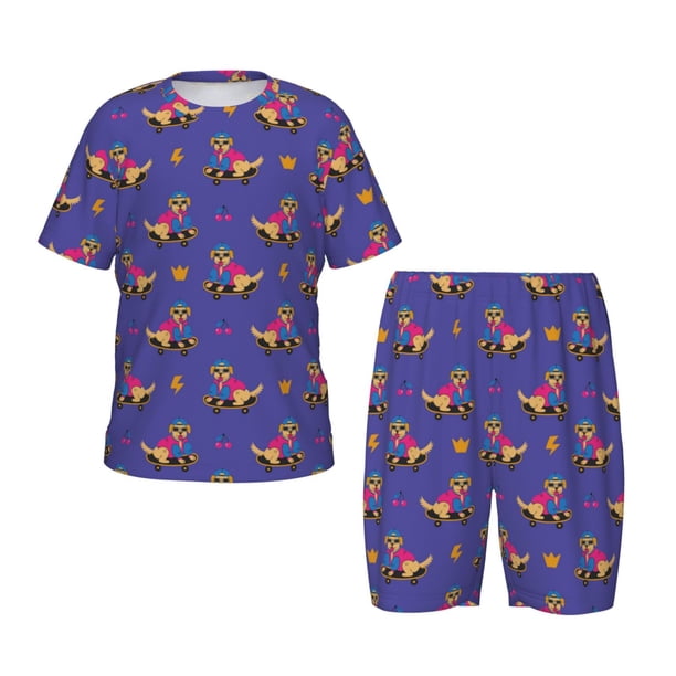 Fotbe Labrador Retriever Dog Pijama Estampada de 2 Piezas para Niños – Ropa de Dormir de Manga Corta Cómoda para Niños y Niñas, Camiseta y Shorts de Algodón-Large