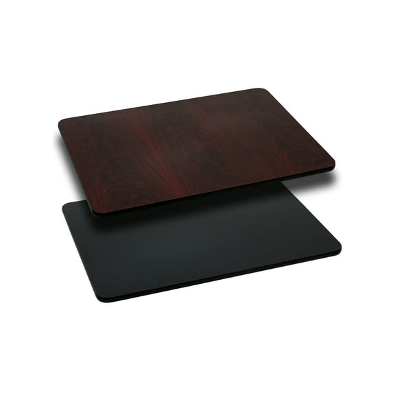 Emma   Oliver 24"x30" Rectangular Black/Mahogany Reversible Laminate Table Top