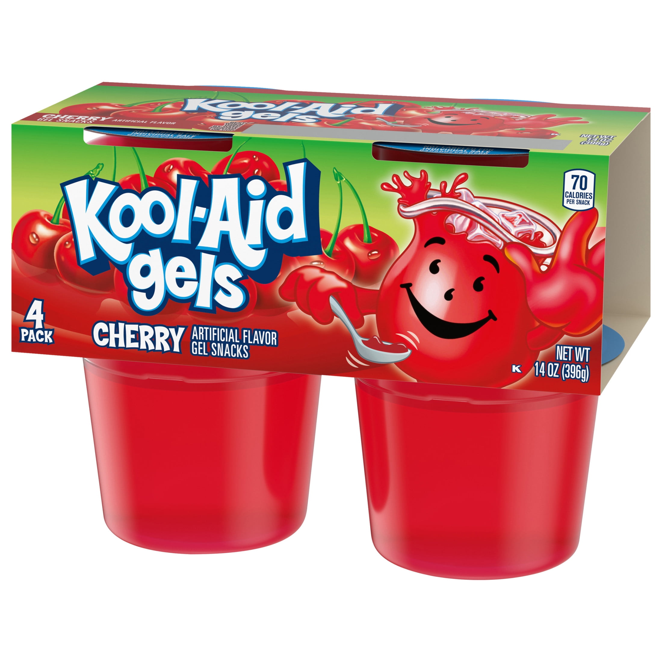 Kool-Aid Gels Cherry Jell-O Gelatin Snacks, 4 Ct Cups
