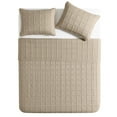 thumbnail image 3 of VCNY Home Square 3-Piece Taupe Textured Grid Pinsonic Quilt Set, Full/Queen, Adult, Unisex, 3 of 5