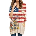 thumbnail image 5 of JoveMarine Women's V-Neck 3/4 Sleeve Tunic Top with Pockets Independence Day Printed Mid-Length Blouse Casual Summer Shirt for Patriotic Holiday Daily Wear Multicolor M, 5 of 7