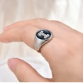 thumbnail image 6 of Silver Initial Letter Ring | Black Enamel Cubic Zirconia Signet Ring | Adjustable Statement Rings for Women Prom Cocktail Costume Jewelry, 6 of 6