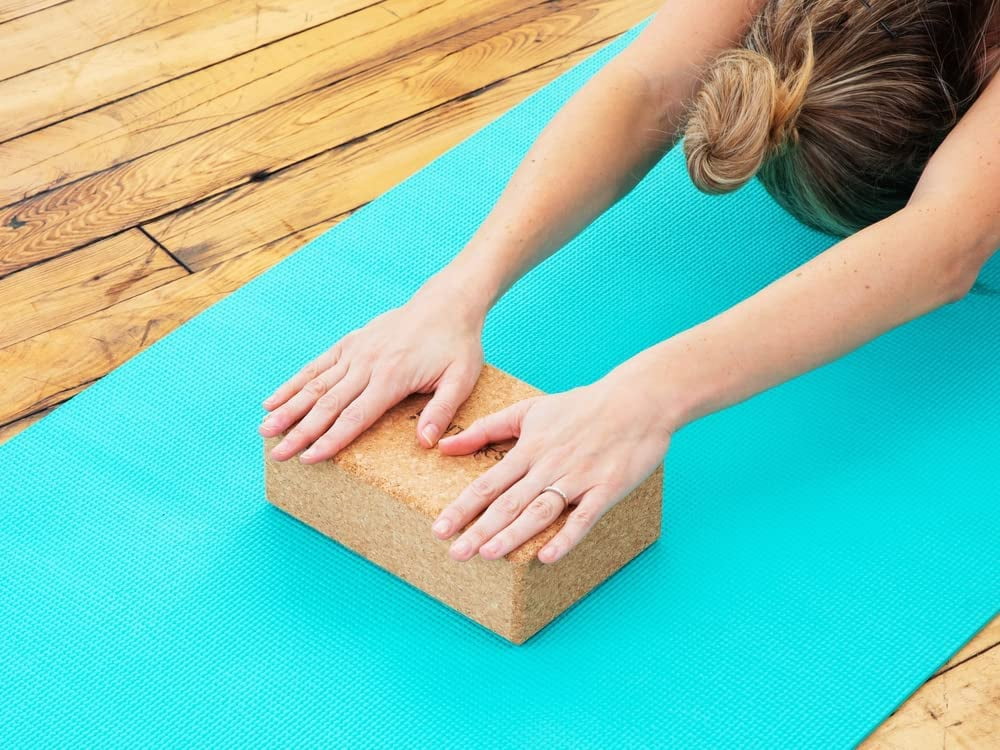 Sol Living Yoga Block Cork Brick Stretching Pilates Meditation Exercise Equipment Support Deepen Poses Odor Free Non Slip Yoga Accessories - 4" x 6" x 9" - Single Block