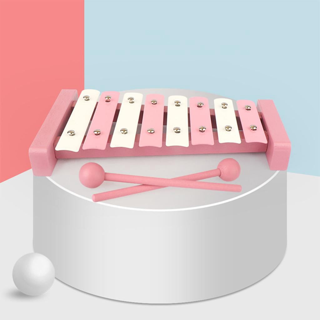 LeeQinersw Glockenspiel Xylophone Preschool Learning Toys Resonator Bell Musical Instrument Pink