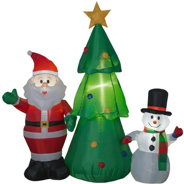 Gemmy Airblown Inflatable 5 ft LED Christmas Tree Scene Santa and ...