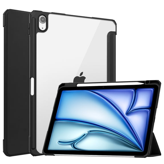 Decase for iPad Air 13-Inch Case (2024 New) with Pencil Holder Slim Stand Hard Acrylic Back Shell Smart iPad Cover Support Auto Wake/Sleep for iPad Air 13,Black
