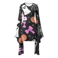 thumbnail image 4 of BaoFuBaoMei Womens Dresses for Halloween Plus Size Crew Neck Long Flared Sleeve Halloween Candy Ghost Print Dresses Irregular Hem Bodycon Party Dresses, 4 of 5