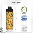 thumbnail image 3 of Lsque Green Leaf Sunflower Pattern Water Bottle,18oz Sports Insulated Kettle for Cycling Gym Basketball Outdoor, Suitable as a Present, 3 of 7