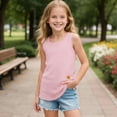 thumbnail image 2 of Girls Undershirts Toddler Cami Camisole Adjustable Straps Sleeveless Cotton Tank Tops for Girls,Pink, 2 of 6