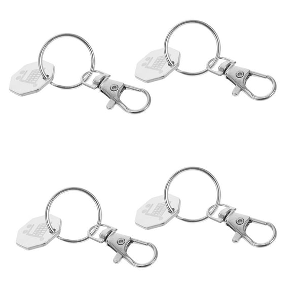 WHAMVOX  4 Pcs Quarter Keychain for Carts Shopping Trolley Release Silver