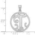 thumbnail image 3 of White Sterling Silver Charm Pendant Rhodium-Plated Fancy Script Initial T, 3 of 3
