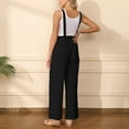 thumbnail image 5 of 2024 Women's Spring And Summer Detachable Adjustable Strap Pants Casual Pants Straight Elastic Waist Long Pants Jumpsuit Loose Rompers for Women Body Suit Long Sleeved Body with Fashion Overalls for, 5 of 6