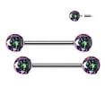 thumbnail image 1 of BodyJewelryOnline Nipple Barbell Implant Grade Titanium with CZ bezel Set Internally Threaded Women, 1 of 6