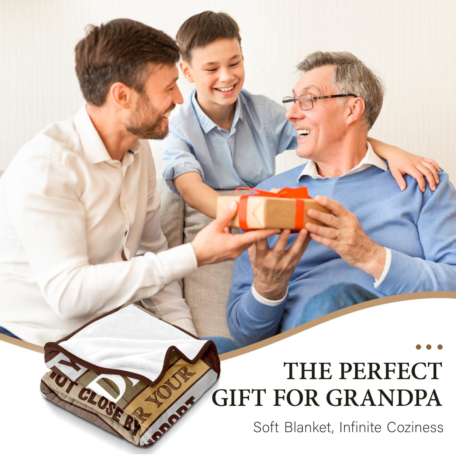 Grandpa Gifts - Birthday Gifts for Grandpa - Best Grandfather Gift from Grandkids Granddaughter Grandson - Great Grandfather Ideas - Throw Blanket
