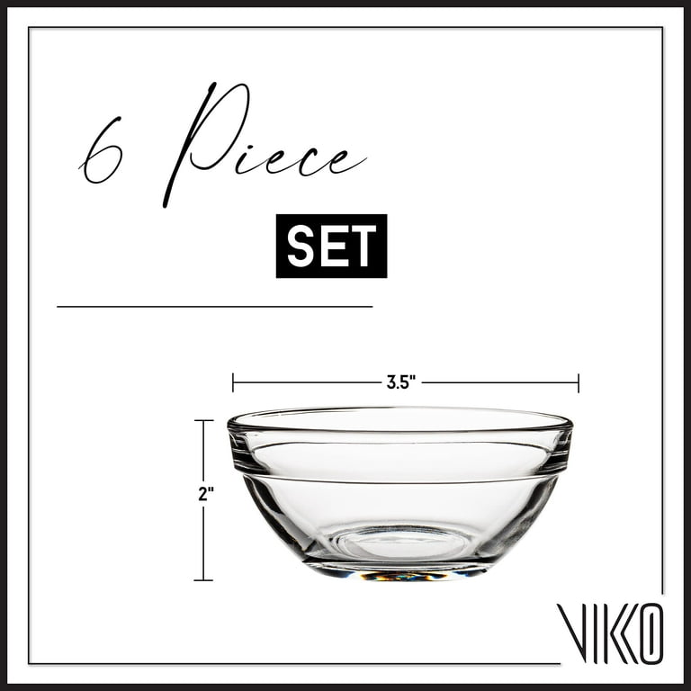  Vikko 3 Inch Small Glass Bowls: Dipping Sauce Cups - Pinch Bowls  for Cooking Prep - ingredient bowls for prep - Mis En Place Bowls -  Stackable Clear Round Spice Bowls 