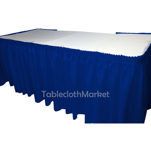 14' ft royal blue POLYESTER PLEATED TABLE SKIRT skirting show Catering DJ"